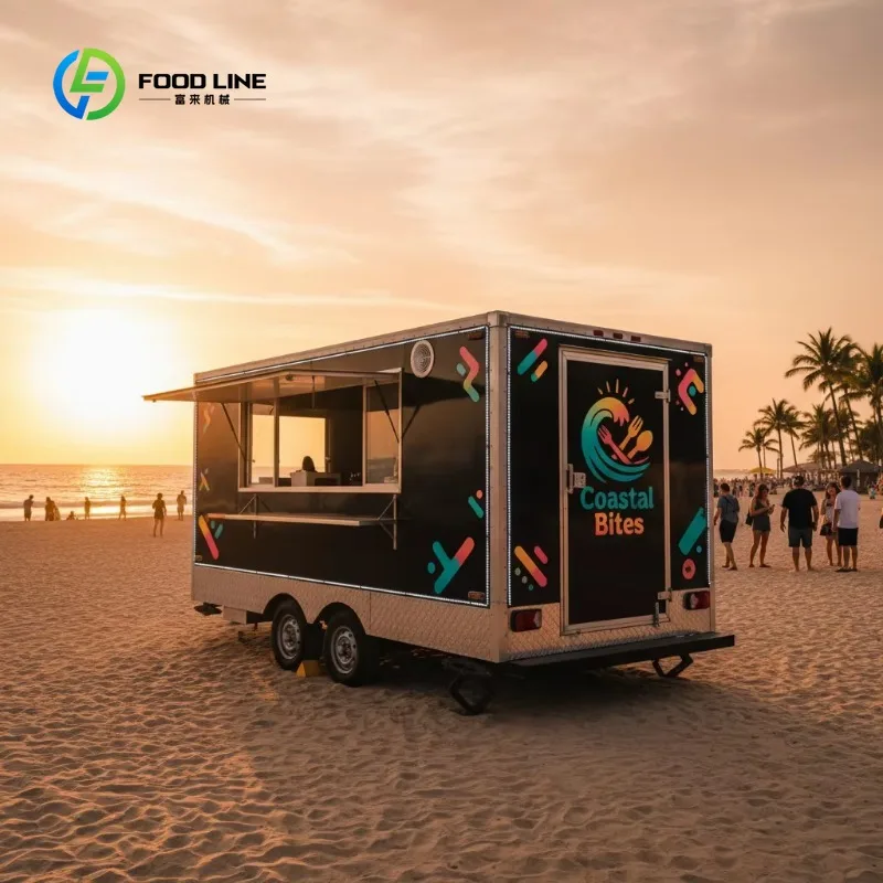 Customized New Design Food Trailer Food Truck Square for Fast Food Business with Full Kitchen