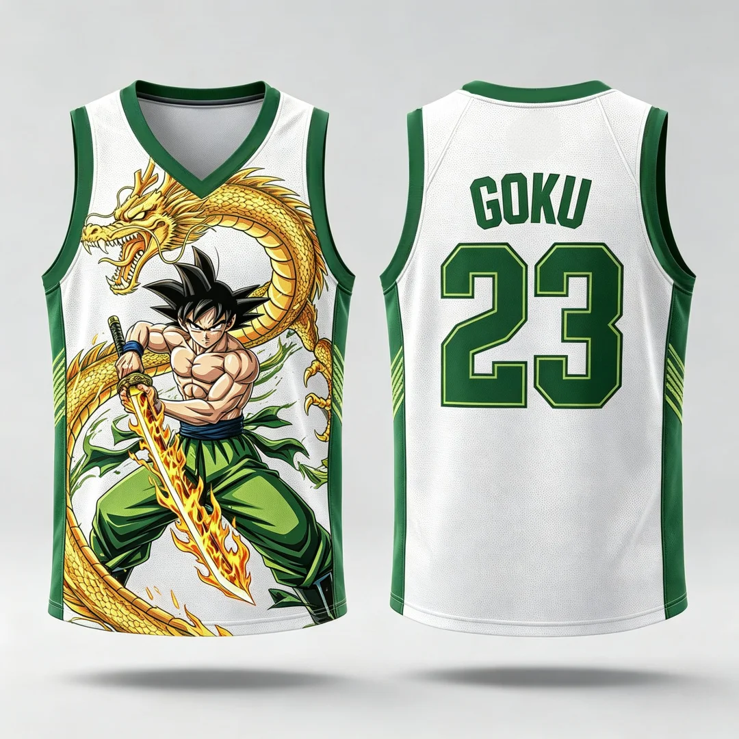 Dragon Ball Goku Samurai Shenron Basketball-Trikot für Herren, 3D-Druck, Sportweste, Anime-Streetwear-Tanktop, passende Familien-Outfits – Detail 9