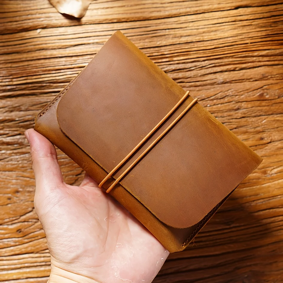 Cowhide Wallet- Full-Grade Leather Passport Holder&Card Case with Multi-Slot Organization,Drawstring Closure for ID,Credit Cards