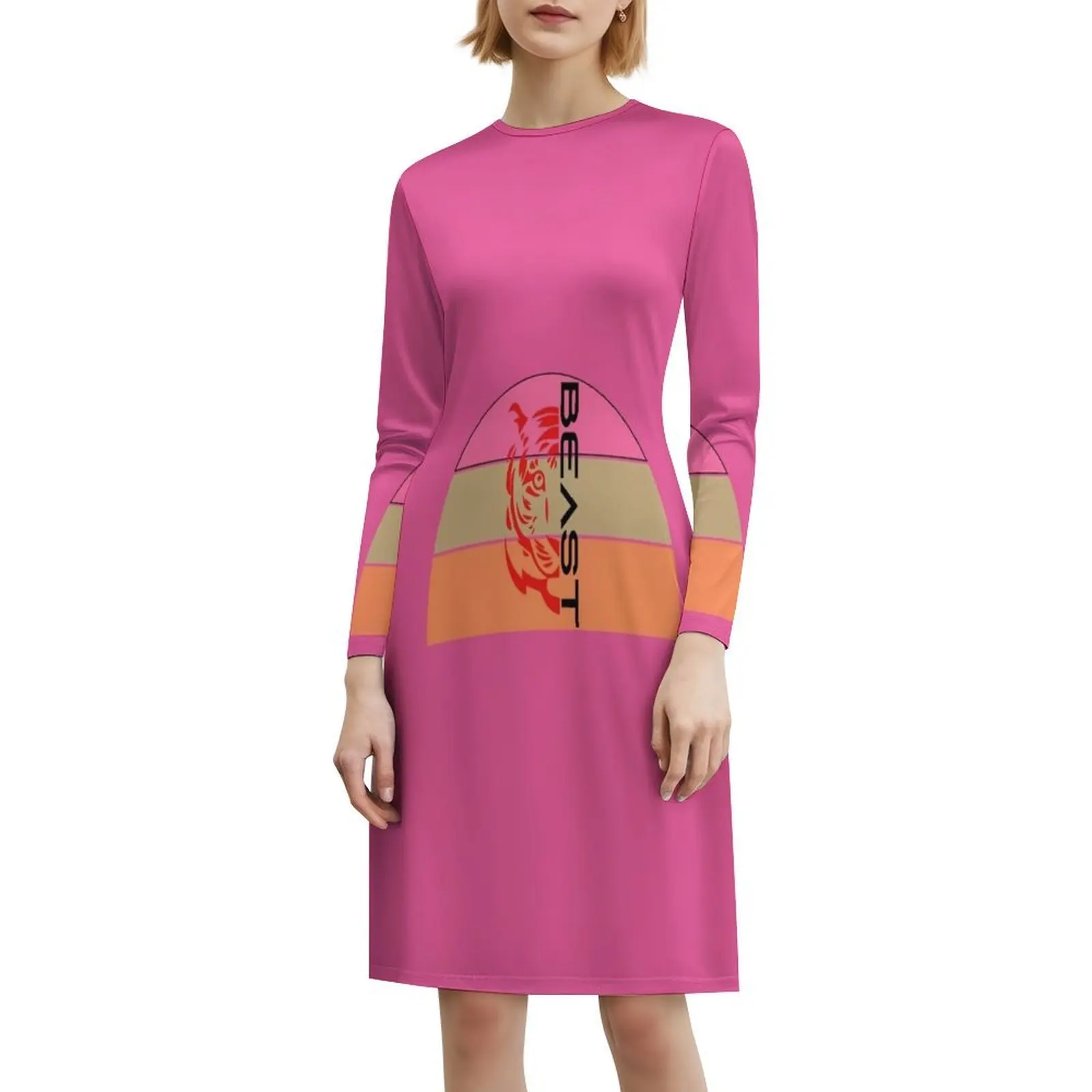 فستان قصير بشعار Bestia Bestia Divertida Camisetas على طراز Preppy للنساء على شكل حرف a فضفاض مناسب فستان يوم غير رسمي على شكل حيوان الأسد #6