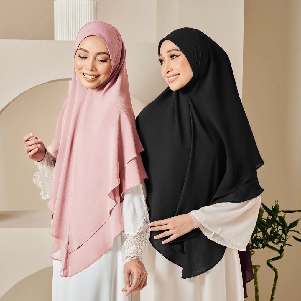 1pc Frauen Chiffon Instant Hijab Schal doppels chichtige große Größe Abaya Hijabs