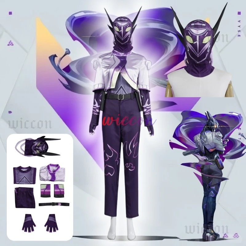

Game Valorant New Role Vyse Cosplay Costume Anime Man Vyse Whis Cosplay Uniform Coat Mask Suit Party Play Outfit for Men