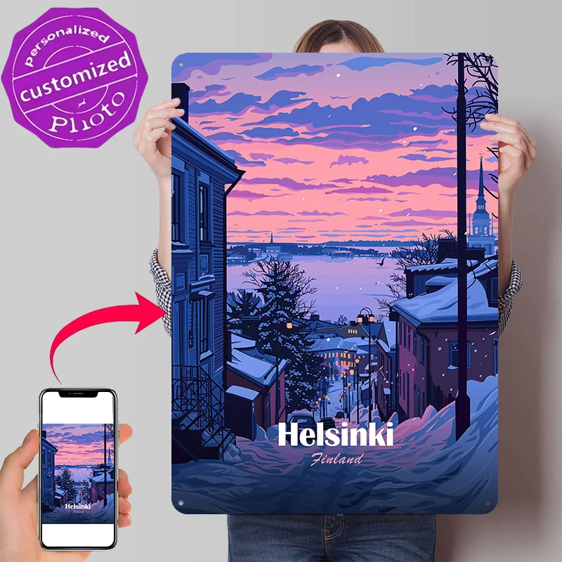 Helsinki Luxury Decoration Home Decor Items Cool Stuff for Room Decorating Interior Tin Sign Vintage Metal Plate Wand Deko Wall