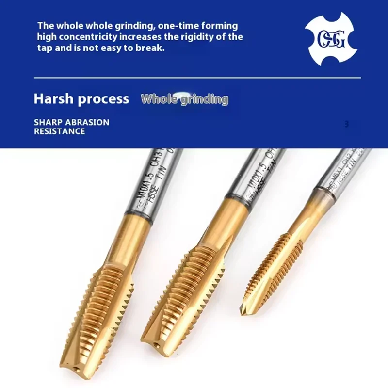 Korea OSG HSSE Spiral Fluted Tap Pointed TIN H SFT POT M1 M1.4 M2 M2.5 M3 M4 M5 M6 M8 M10 M12 Machine Screw Thread Taps