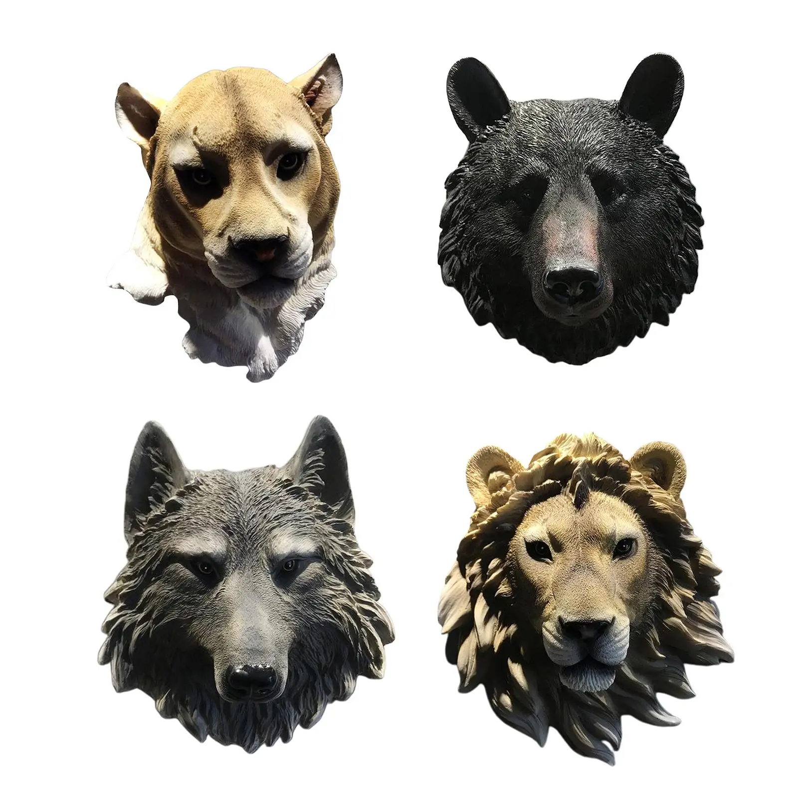 Realistic Large Animal Head Wall Decoration Bust Taxidermy Sculpture Crafts