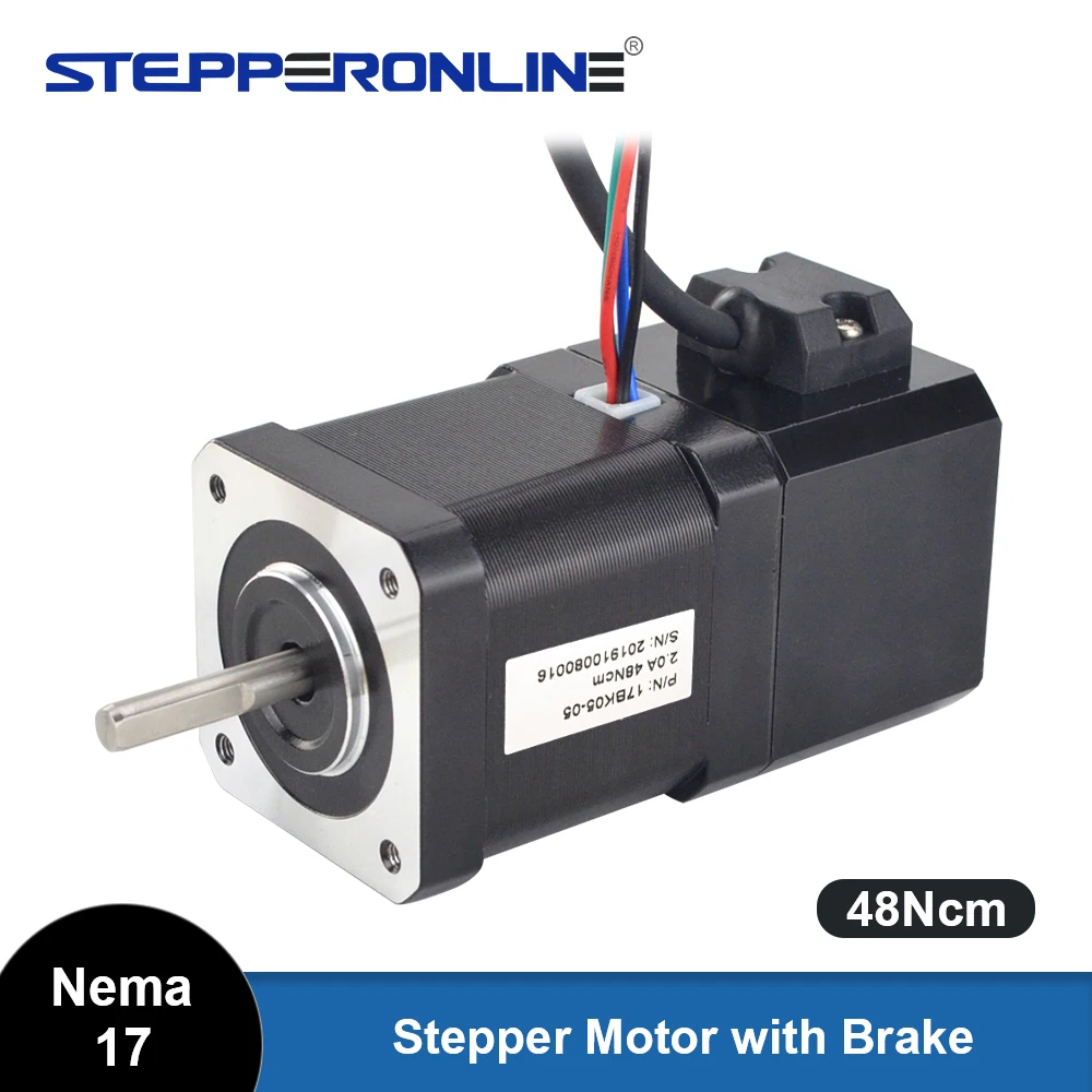 STEPPERONLINE Nema 17 Stepper Motor 48Ncm(67.99oz.in) Stepper Motor with Electromagnetic Brake