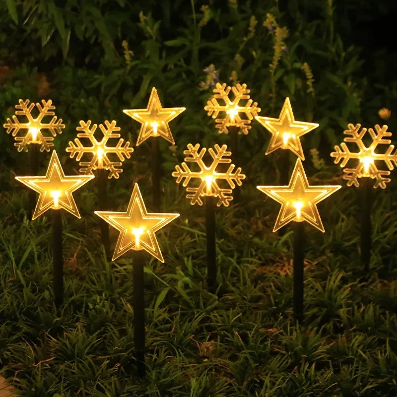 Solar Christmas Tree Lights Outdoor Waterproof Garden LED Festival Lights Light Up Lantern for Outdoor Ornament Gift