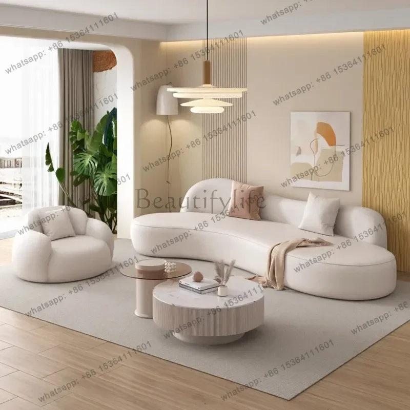LSItalian Curved Sofa Nordic Cream Style Clothing Store Beauty Salon Hotel Lounge Reception Sofa Office Furniture Transat FYOS
