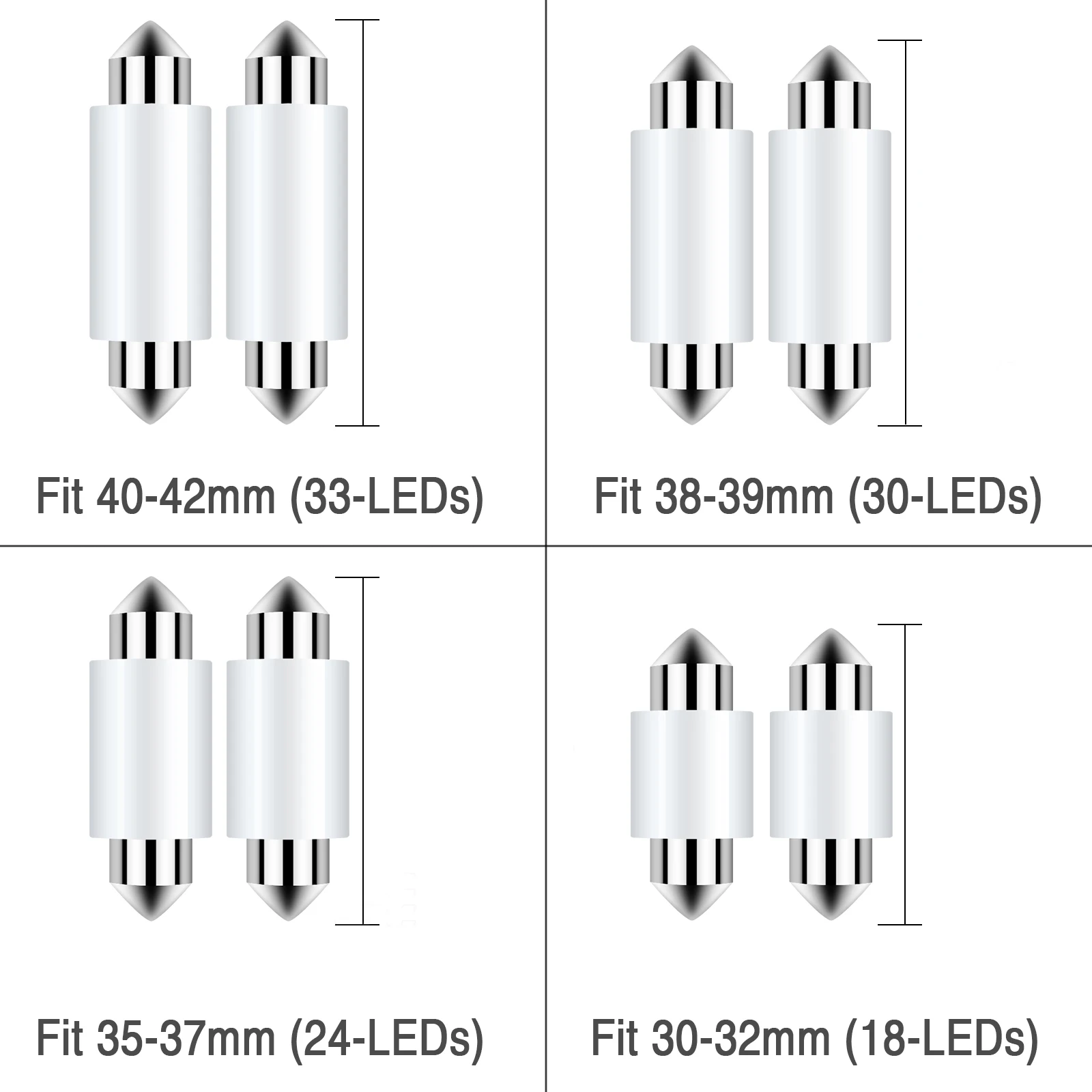 42MM 41MM 36MM 6418 212-2 6411 578 DE3021 LED Festoon Interior Bulbs C5W Canbus Error Free for Dome Map Courtesy Interior Lights