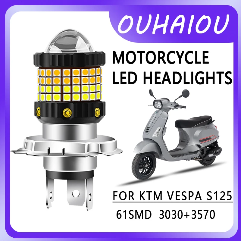 FOR KTM VESPA S125 Motorcycle led headlight headlight H4 yellow white dual color motorcycle headlight 12-80v