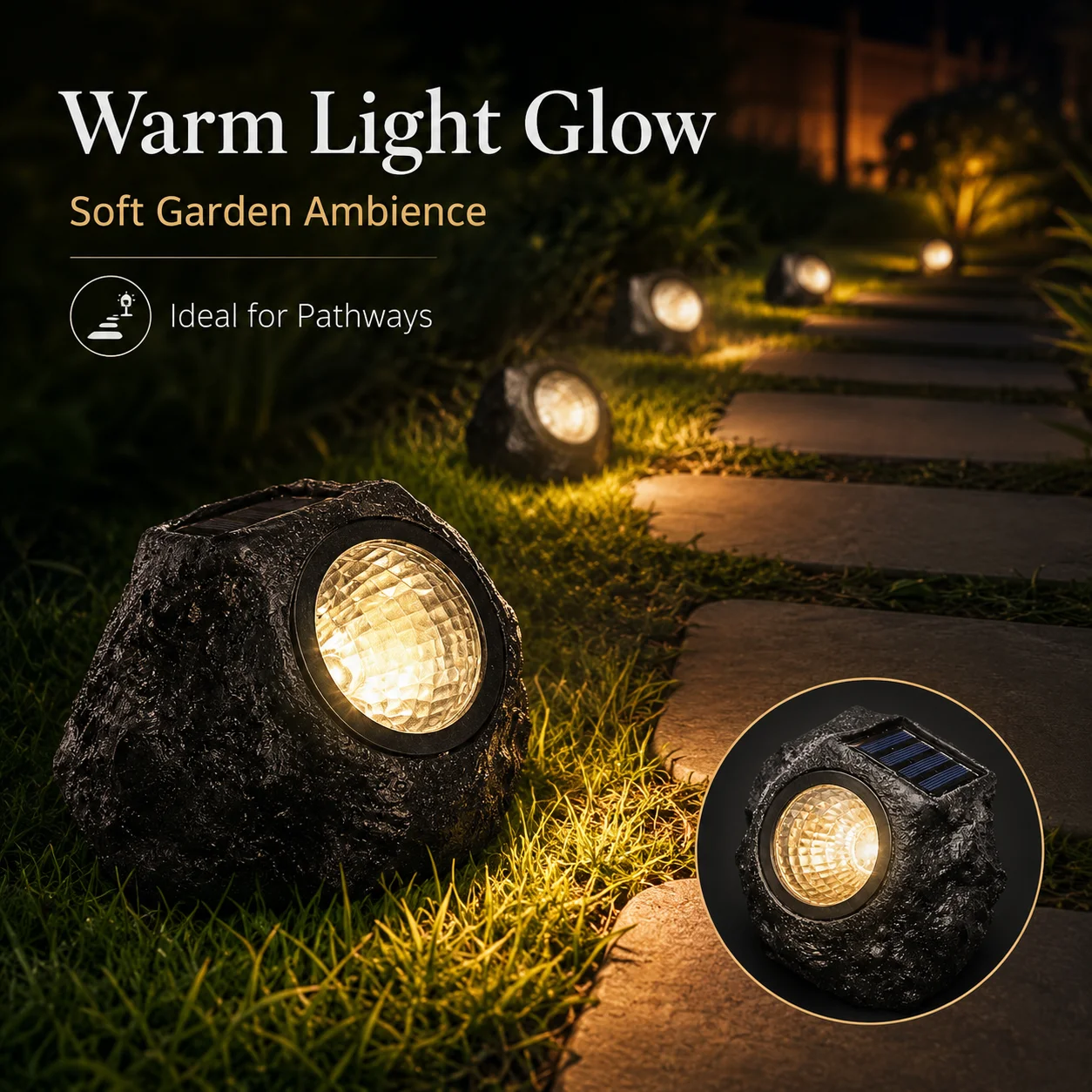 

LED Simulation Stone Solar Light IP65 Waterproof Landscape Rock Light LED Spotlight Garden Decoration For Pathway, Patio