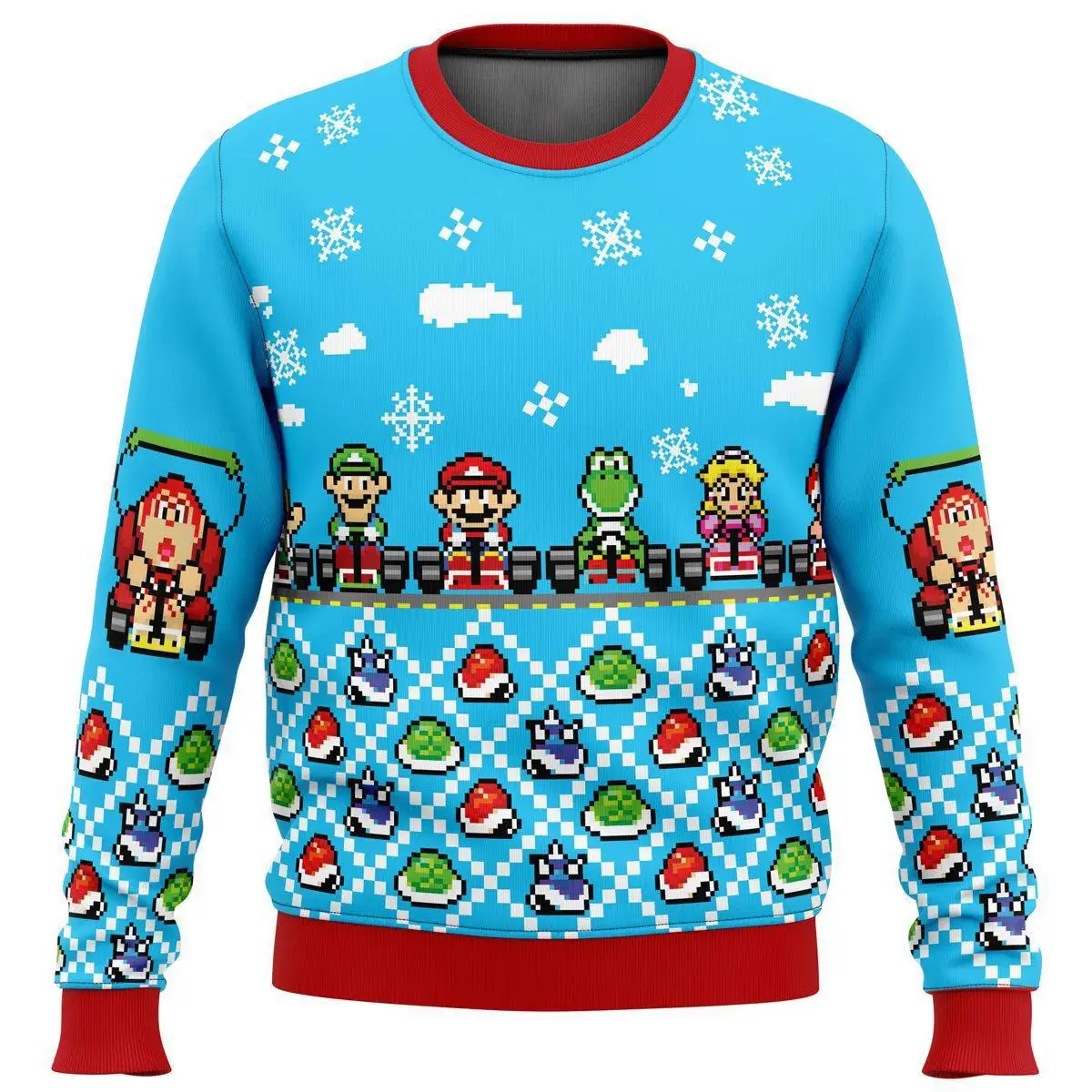 New 3D Printed Ugly Christmas Sweater Cartoon Japanese anime men's and women's round neck tops 2025 spring and autumn couple swe