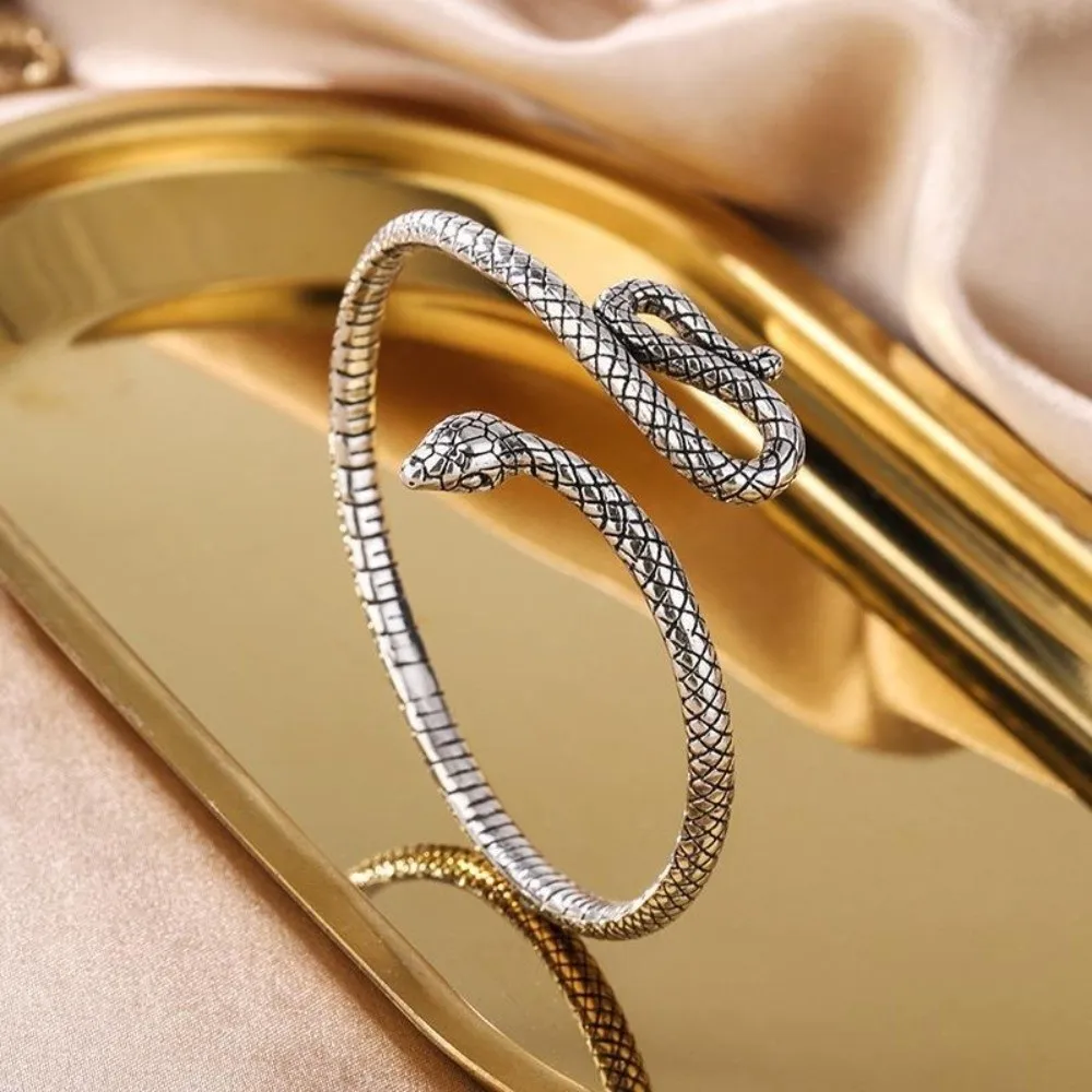Personality Retro Snake Shape Bracelets Versatile Simple Opening Bangles Bracelets Jewelry Gifts
