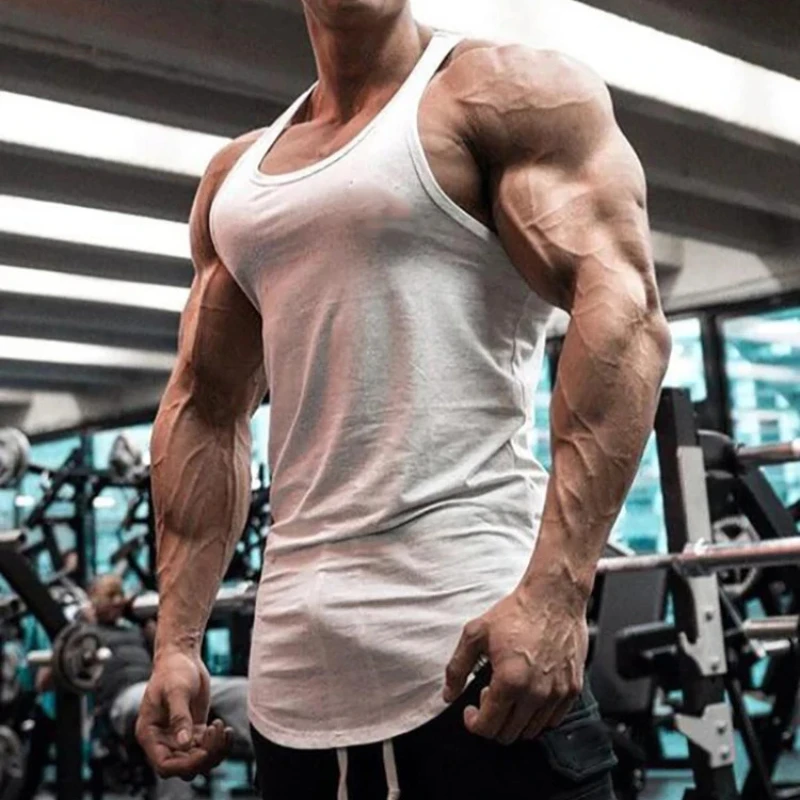 Plain Blank Cotton Fitness Sports Tank Tops Mens Summer Casual Sleeveless T-shirts Gym Bodybuilding Singlets Workout Clothing