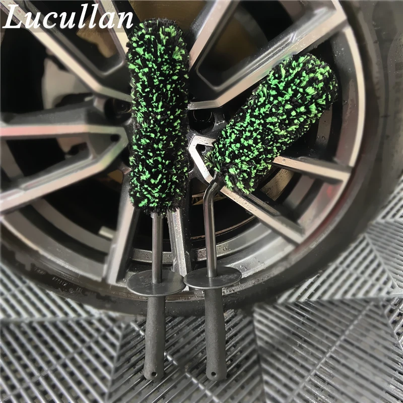 Lucullan Angled Wheel Detailing Brush-For Maximum Deep Cleaning On Rim Chrome Pipes Super Soft Alpaca Fibers