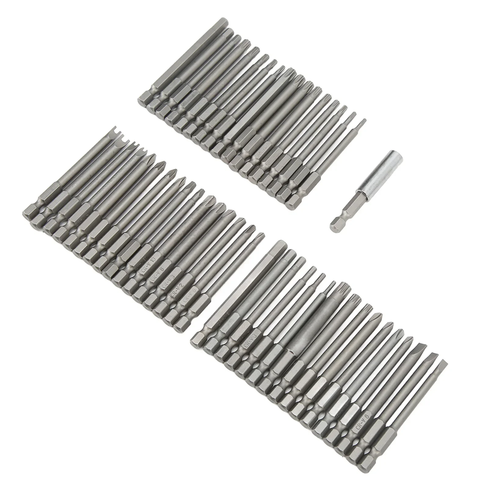 50pcs Extra Long Security Bit Set Square Flat Hex Spline Clutch Torq Multi Sizes Screwdriver Bits