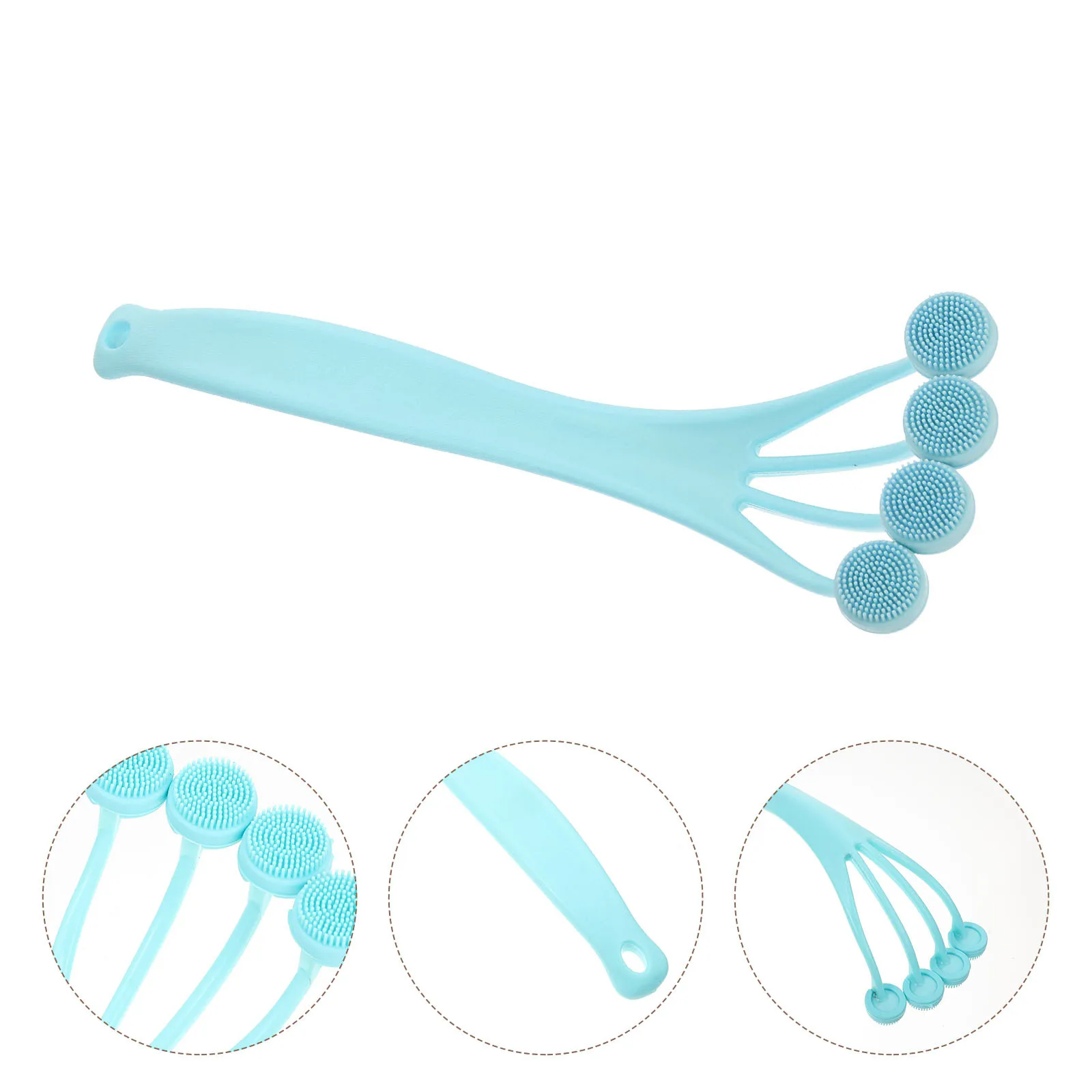

Silicone Exfoliating Shower Brush Long Handle Bath Body Scrubber Effective Cleaning Back Foot Arm Chest Legs Skin Massage Tool