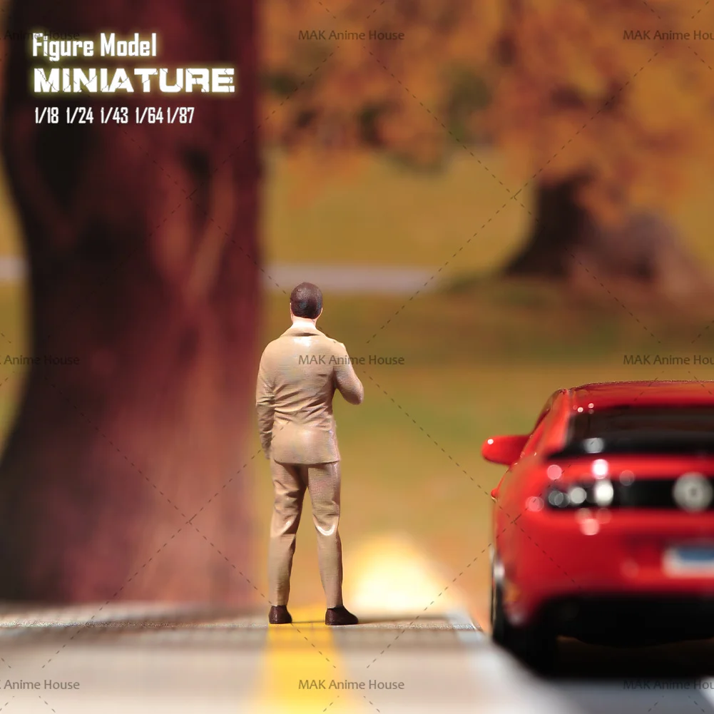 Malowane miniatury 1/87 1/64 1/43 1/24 1/18 garnitur stojący palący mężczyzna scena rysunek lalka malowany Model dekoracja sceny zabawki