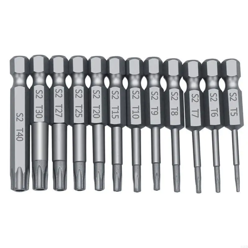 62KD 11/12pcs Tamper Proof Security Drill Bit Set Torx Screwdriver Flat for Head 1/4