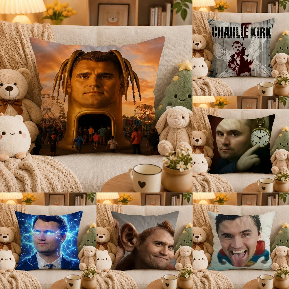Charlie KirkPillow Case Plush Pillow Cases Home Decoration Pillow Cover for Sofa Bed Chair Living Room