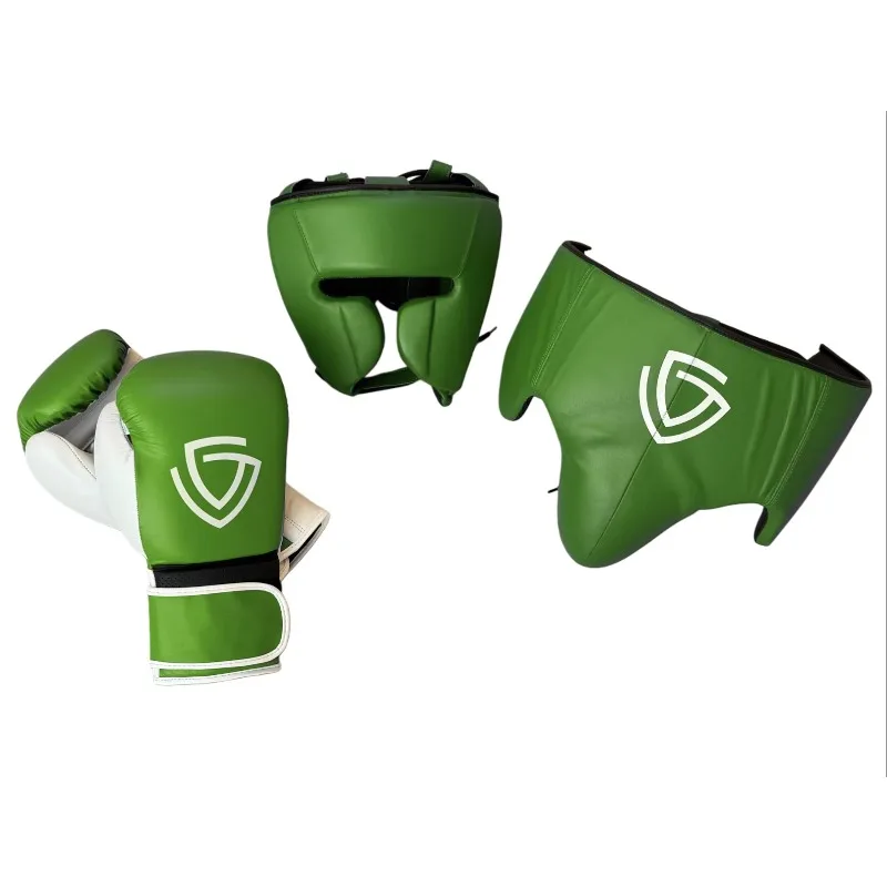 High Quality Pro Boxing Suit Protective Equipment Cowhide Gloves Headdress Groin Protection Breathable