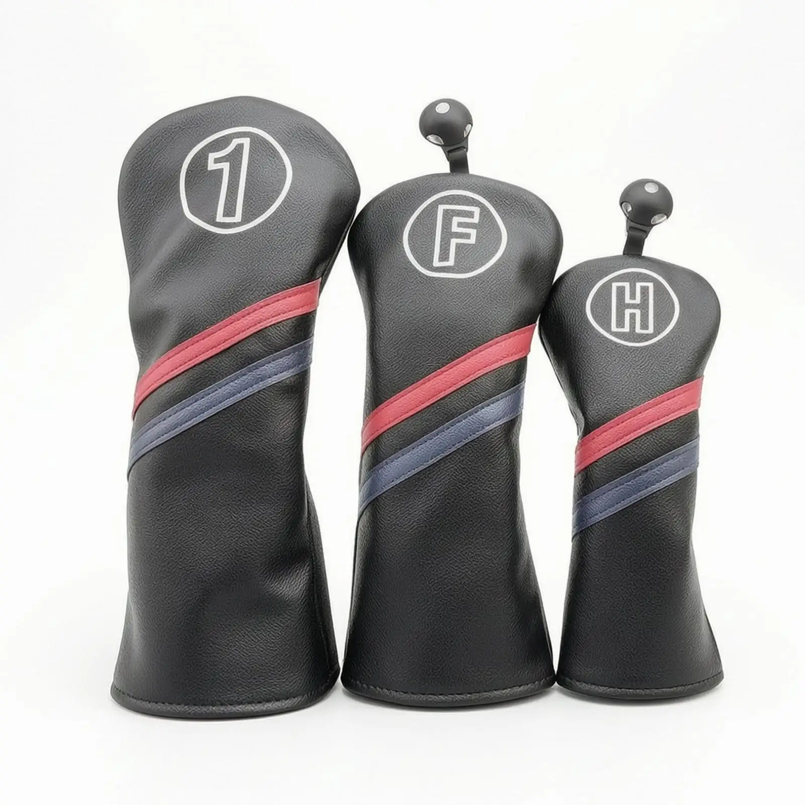 3 Pieces Leather Golf Cover Soft Golf Headcover with Pull Tag Easy to Clean