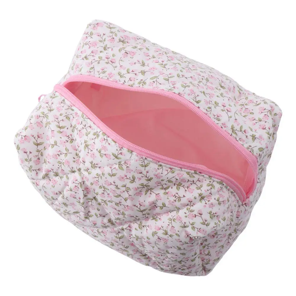 

Storage Organizer Floral Puffy Quilted Makeup Bag Cosmetic Pouch Makeup Accessory Large Travel Cosmetic Bag Flower Printed