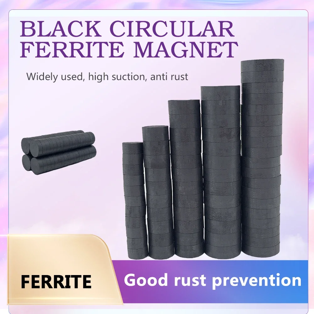 Black Round Strong Magnets Dia 8mm 10mm 12mm Ferrite Ordinary Magnet Y30 Black Magnets Disc