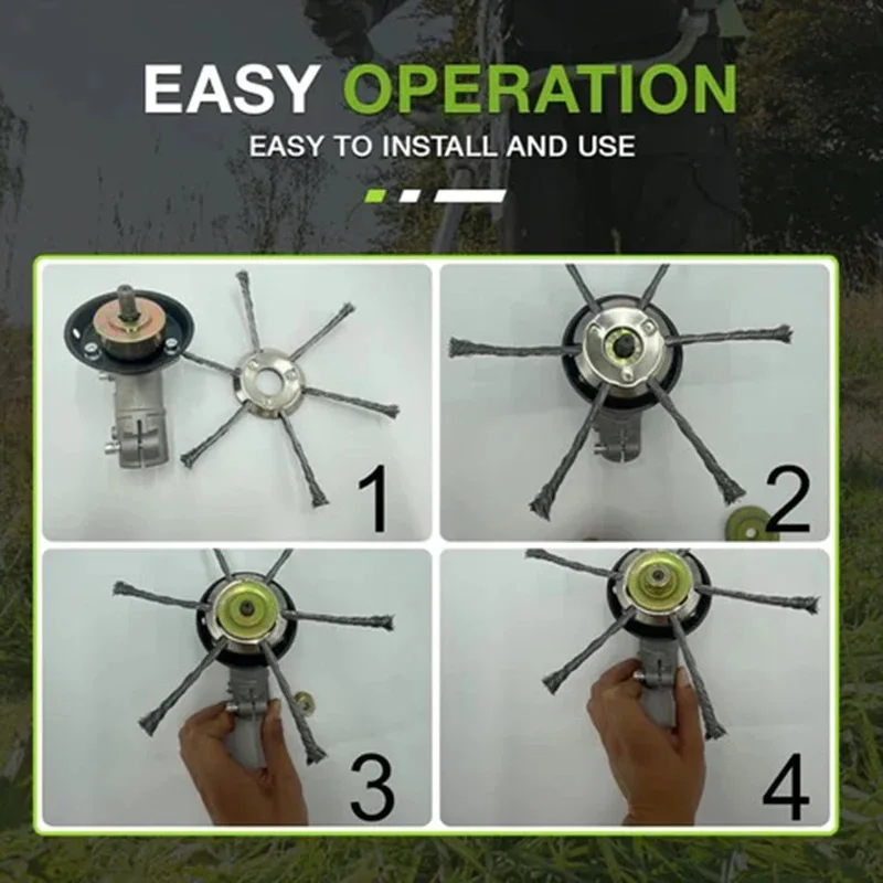 Imagem -06 - Lusqi-steel Wire Wheel Head Atualizado Grass Trimmer Head Universal Weed Brush Remoção Moss Rust Fit Gasolina Brushcutter 20 23cm