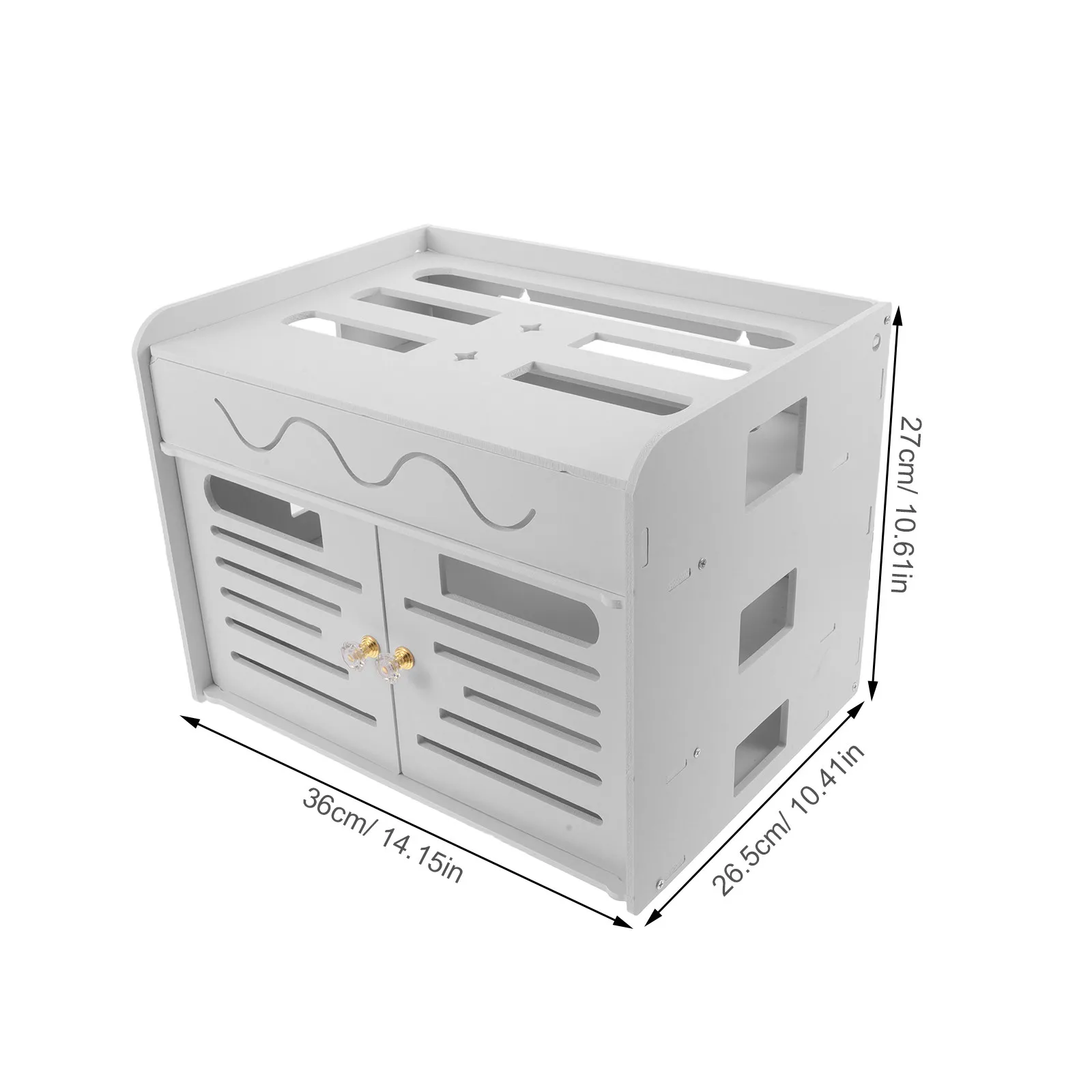 3-Layer WiFi Router Storage Box Wireless Router Organizer Box No-Drill Modem Cable Cover Power Strip Cable Management Rack White view 5