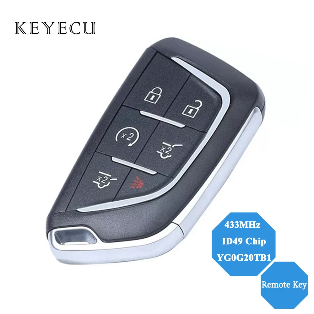 

Keyecu For Cadillac Escalade 2021 2022 Smart Remote Car Key Fob 433MHz With ID49 Chip YG0G20TB1 13546300 13541571 13538864