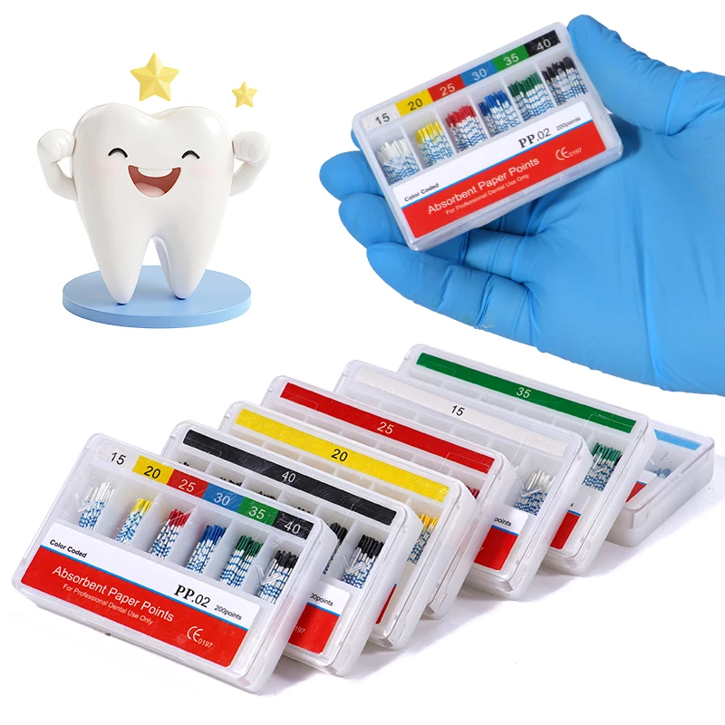 200pcs/box PP 04 15#-40# Absorbent Paper With Scale Dental Endodontics Gutta Percha Points Paper Tips Dentist Materials Tools