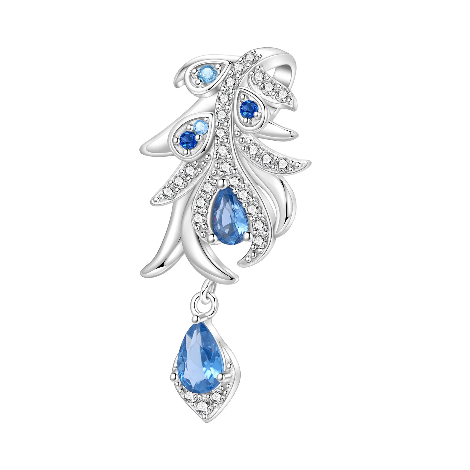 

Orstarry 925 Sterling Silver Blue Feather Lucky Symbol Beads Original Pendants Bracelet Charm Jewelry Party DIY Trendy Gifts