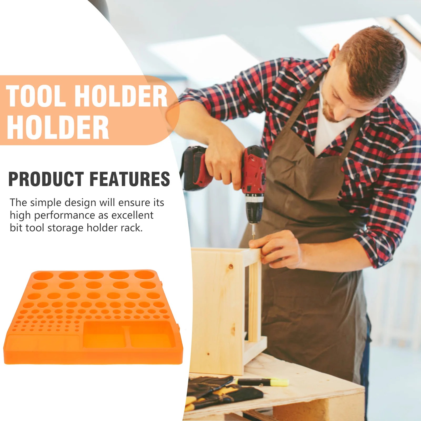 

Drill Bit Rack Plastic Tool Bit Organizer Multi-Hole Storage Holder Durable Lightweight For Home Professional Use