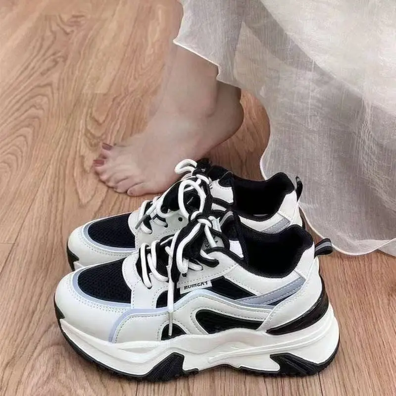 

Женская вулканизированная обувь на платформе, дышащие женские кроссовки, женская повседневная обувь на шнуровке, классическая женская обувь на массивном каблуке Tenis De Mujer