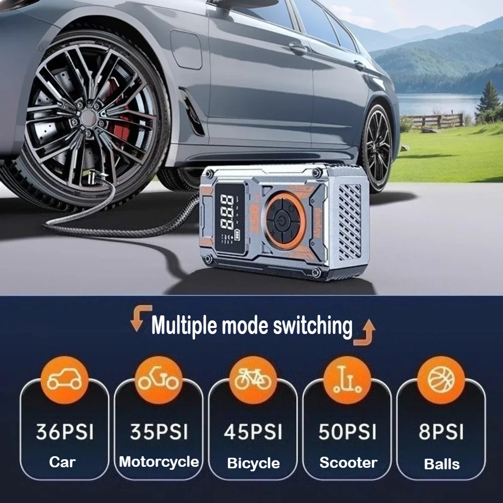 YIJU 120 واط يده ضاغط الهواء اللاسلكية/السلكية نفخ مضخة المحمولة مضخة هواء منفاخ لإطارات السيارة الرقمية لكرات دراجة السيارة #5