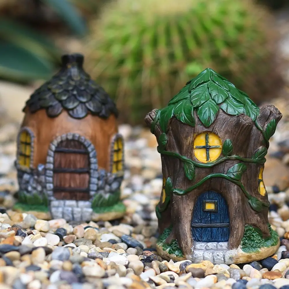 Mushroom Figurines Flower House Ornaments Flowerpot Creative Resin Garden Sculpture Garden Accessories Home Decor