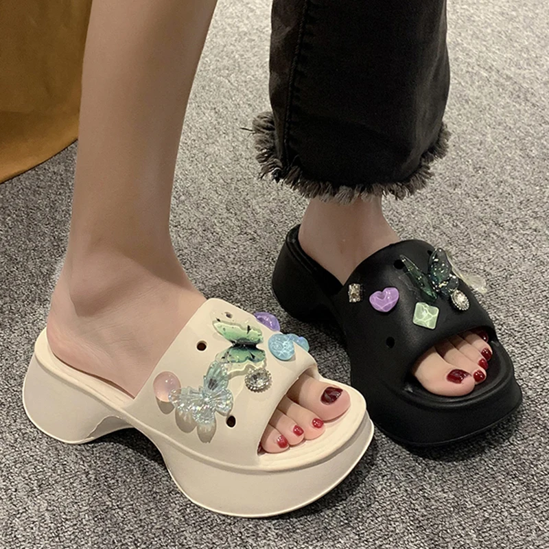 Summer Women Sandals Shoes Garden Shoes Butterfly Decoration Sandal Vacation Beach Platform Non-slip EVA Soft Bottom Shoe Female