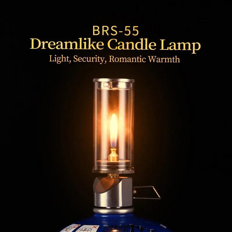 BRS-55 Dreamlike Candlelight Lamp Windproof Candle Light Gas Burner Stove Outdoor Camping Lights Tent Lighting Equipment