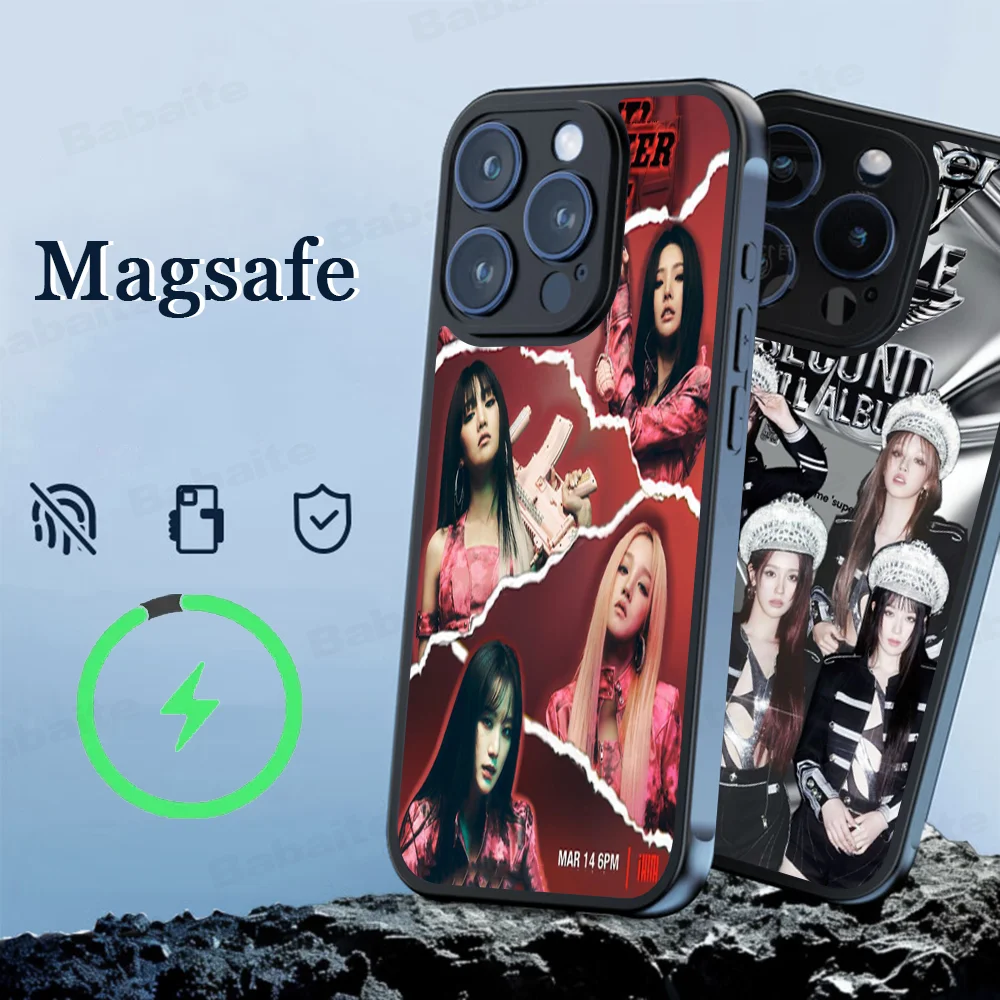 KPOP G-(G)I-DLE G-gidle Phone Case Magesafe Magnetic Wireless Charge Case For IPhone 16 11 12 13 14 15 Pro Max Plus Mini