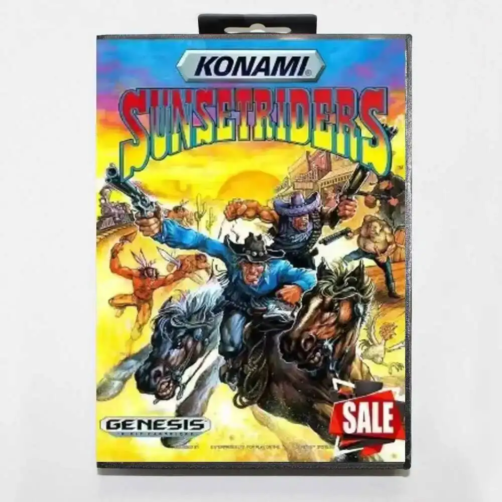 

Sunset Riders MD Game Card 16 Bit USA Cover for Sega Megadrive Genesis Video Game Console Cartridge