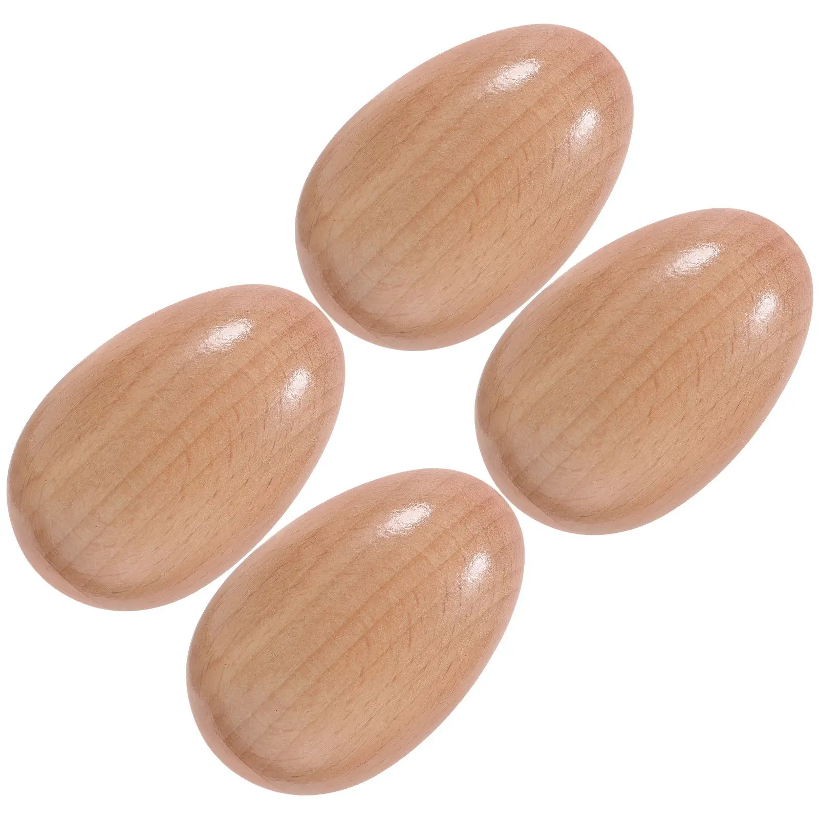 4 Pcs Wooden Rocking Eggs Shaker Musical Rattles Maracas Kids Toys Toddler Plaything Percussion Instruments Early Music Toy Safe
