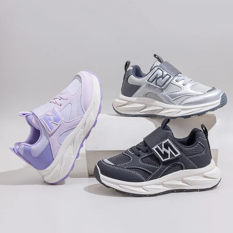 Kids'Casual Shoes PU Leather Fashion Autumn Running Shoes For Children Anti-slip Breathable Purple Black Shoes Size 26-37