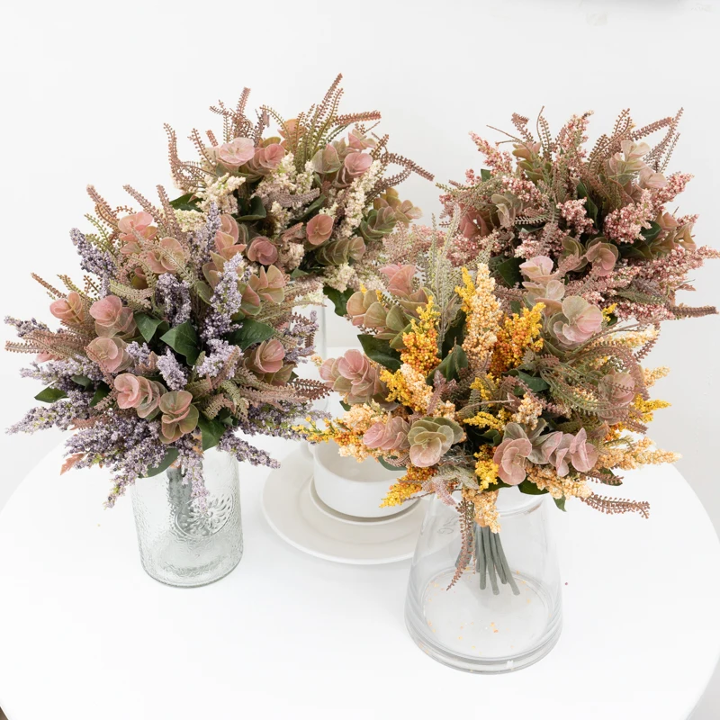 Artificial Foam Lavender Flower Wedding Home Fall Decoration High Quality Table Decoration Bridal Bouquet Plastic Fake Plants