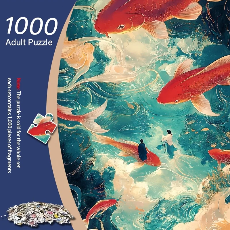 A Box of (A) Adult Mini Puzzles with Figurines And Koi Designs - Scratch-Resistant, High Difficulty, Suitable for Adults, Fami