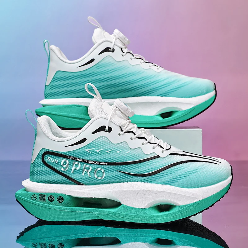 أحذية الجري ماراثون لوحة كربون وسادة هوائية للرجال رياضية قابلة للتنفس خفيفة الوزن للنساء أحذية رياضية مريحة مضادة للانزلاق