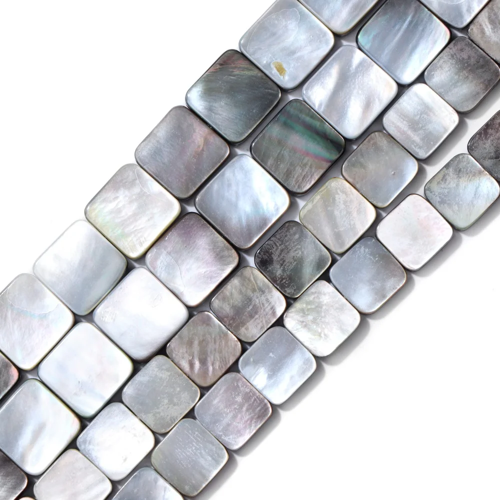 Natural Grey Shell Charms Square Mother of Pearl Shells Loose Beads for Women Jewelry Making DIY Earrings Necklace Accessries