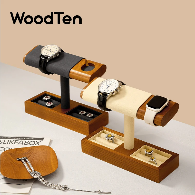 

WoodTen Wooden Watch Stand Bracket Charger Dock Station Charging Holder for Apple Watch Stand Wrist Watch Jewelry Storage Rack