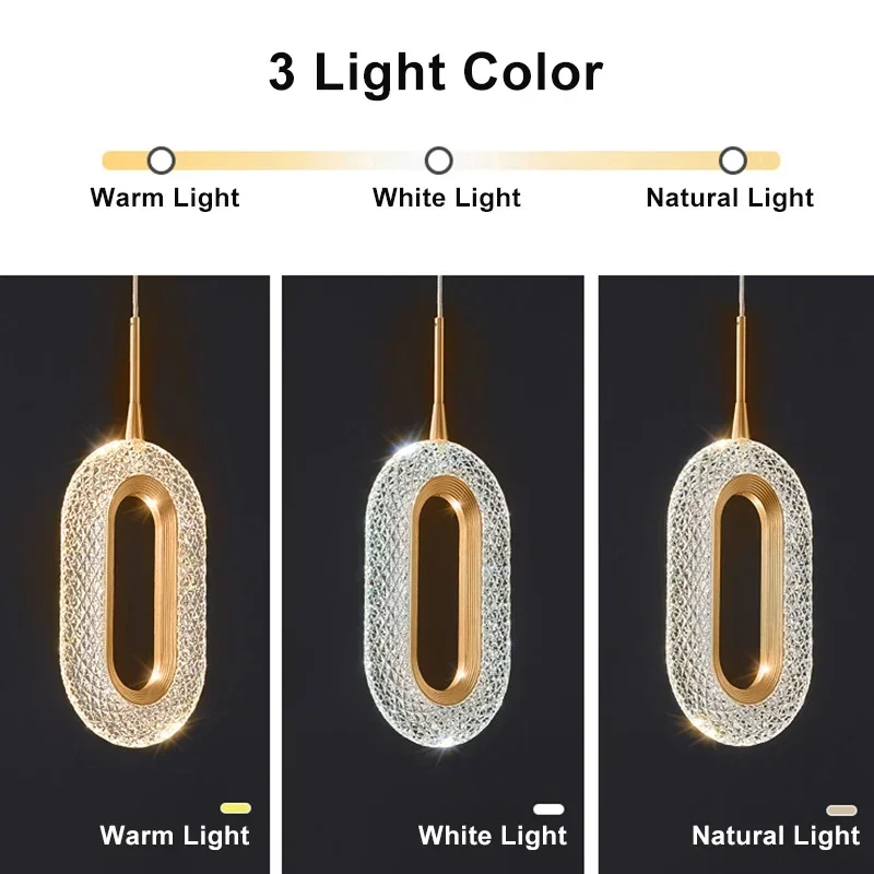 Energy Efficient Crystal LED Pendant Lamp for Indoor Home Decor - Living Room Bedroom Bedside Hanging Light