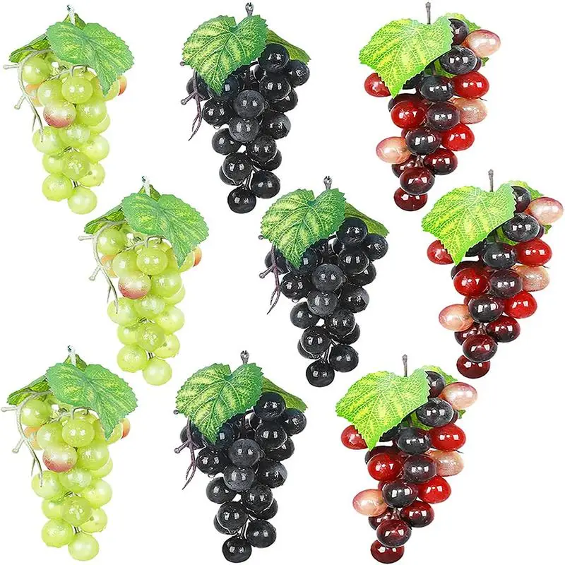 Artificial Grapes Cluster Artificial Fruit Grape Simulated Grape Plastic Bunches Fake Grapes Cluster for Home Decoration